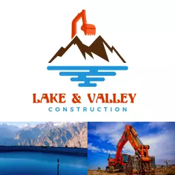 Bold Mountain and Water Landscape for Construction Logo Template