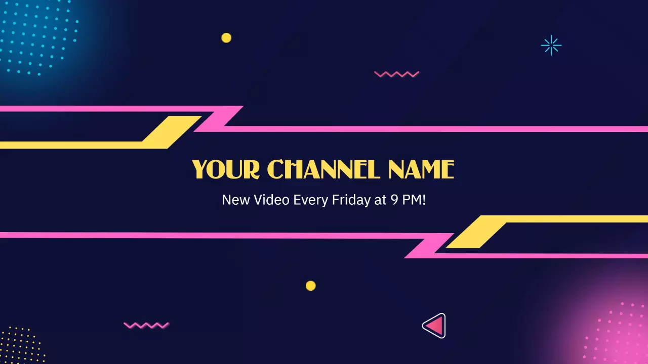 Bold Neon Lines and Geometric Shapes YouTube Banner Template