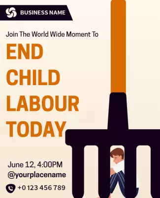 Bold Orange Advocacy to End Child Labor Today Poster Template