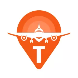 Bold Orange Airplane Design Featuring Alphabet Letter T Logo Template