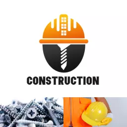 Bold Orange and Black Construction Helmet and Tools Logo Template