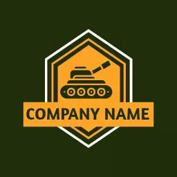 Bold Orange and Green Tank Design for Military Logo Template