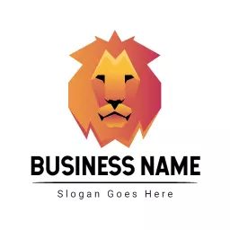 Bold Orange and Yellow Lion Design Symbolizing Strength Logo Template