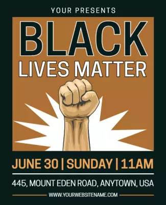 Bold Orange Black Lives Matter Protest Awareness Poster Template