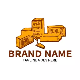 Bold Orange Building Blocks Representing Construction Sector Logo Template