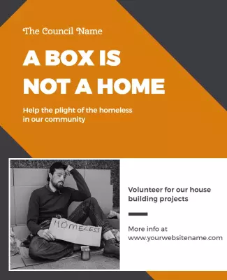 Bold Orange Community Homeless Awareness Fundraiser Poster Template