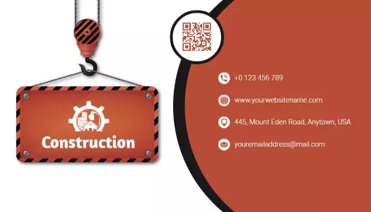 Bold Orange Construction Industry Signage Business Card Template