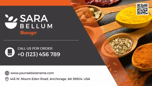 Bold Orange Culinary Spices Business Card Template