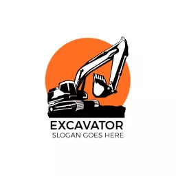 Bold Orange Excavator Design for Construction Industry Logo Template
