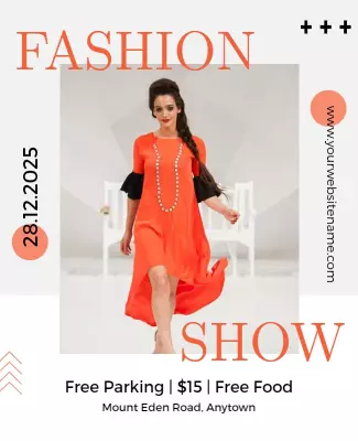 Bold Orange Fashion Show Event Poster Template