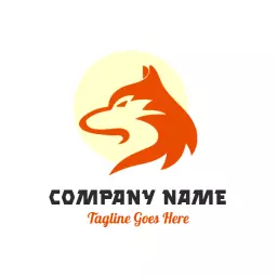 Bold Orange Fox Silhouette Against Soft Yellow Background Logo Template