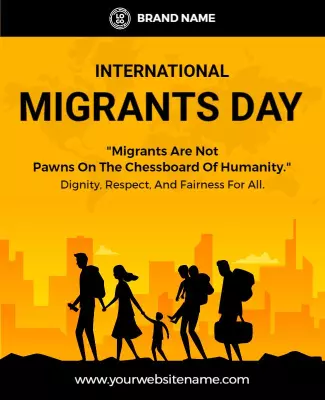 Bold Orange International Migrants Day Celebration Poster Template