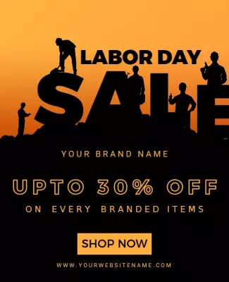 Bold Orange Labor Day Sale Discount Promotion Poster Template