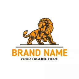 Bold Orange Lion Design Representing Strength and Leadership Logo Template