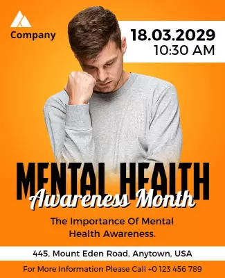 Bold Orange Mental Health Awareness Event Poster Template