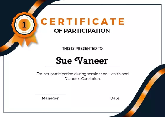 Bold Orange Modern Health Seminar Participation Certificate Template