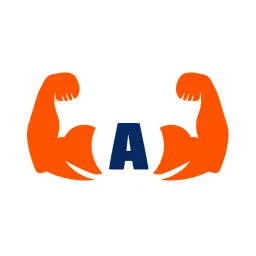 Bold Orange Muscles Highlighting the Letter A in Alphabet Logo Template