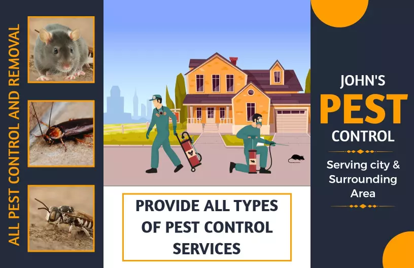 Bold Orange Pest Control Services Removal and Management Brochure Template