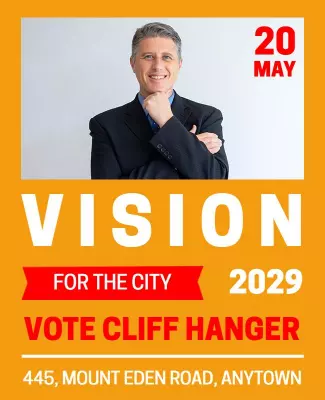 Bold Orange Political Campaign Vision Poster Template