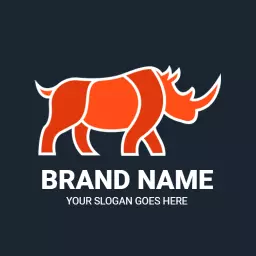 Bold Orange Rhino Emphasizing Strength for Branding Logo Template