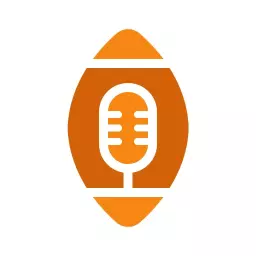 Bold Orange Rugby Ball Design Featuring Microphone Logo Template
