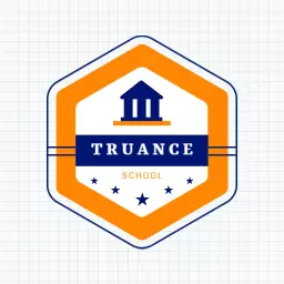 Bold Orange School Logo Featuring Classic Building Design Logo Template