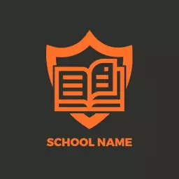 Bold Orange Shield Design Highlighting Knowledge in School Logo Template
