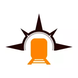 Bold Orange Train Icon Representing Efficient Logistics Logo Template
