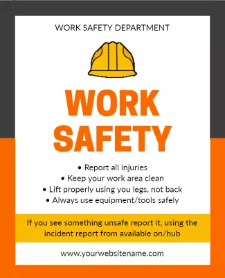 Bold Orange Work Safety Guidelines Instructional Poster Template