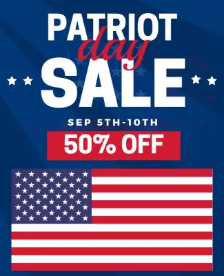 Bold Patriotic Red and Blue Sale Announcement Poster Template
