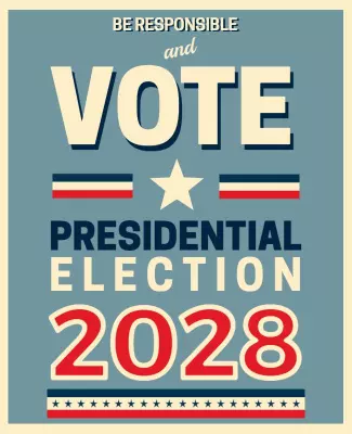 Bold Patriotic Vote for Presidential Election 2028 Poster Template