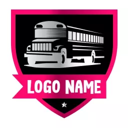 Bold Pink and Black School Bus Symbolizes Logistics Services Logo Template