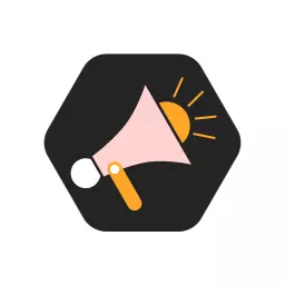 Bold Pink and Yellow Megaphone Design for Speaker Logo Template