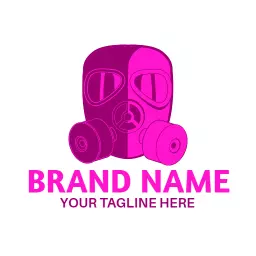 Bold Pink Gas Mask Design Symbolizing Toxic Safety Logo Template