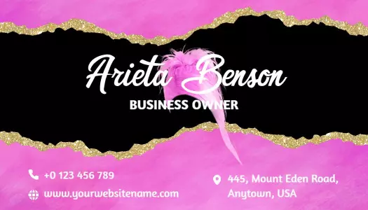 Bold Pink Glamorous Hair Salon Business Card Template