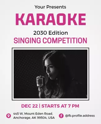 Bold Pink Karaoke Singing Competition Poster Template