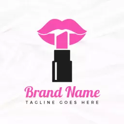Bold Pink Lipstick Design Emphasizing Beauty and Glamour Logo Template