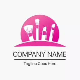 Bold Pink Makeup Brushes and Tools for Beauty Logo Template