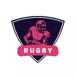 Bold Pink Rugby Player Illustration and Logo Design Logo Template