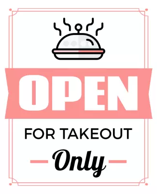 Bold Pink Takeout-Only Restaurant Sign Poster Template
