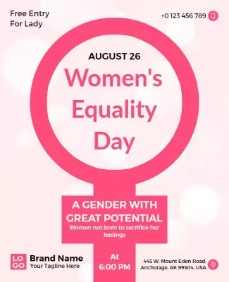 Bold Pink Women's Equality Day Celebration Poster Template