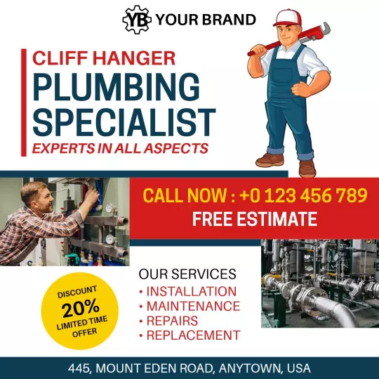 Bold Plumbing Specialist Service with Discount Offer Ad Template
