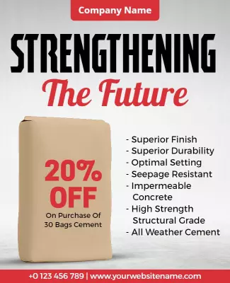Bold Promotional Cement Discount Offer Poster Template