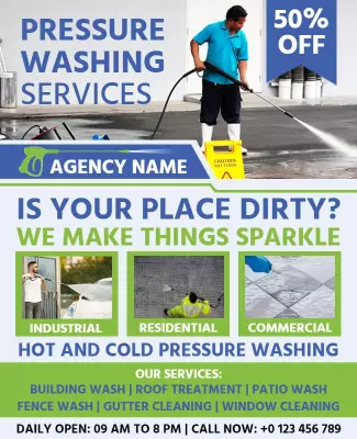 Bold Promotional Pressure Washing Services Discount Poster Template