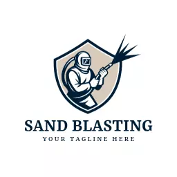 Bold Protective Design Showcasing Sand Blasting Techniques Logo Template