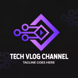 Bold Purple and Black Graphic Design for Tech Vlogger Logo Template