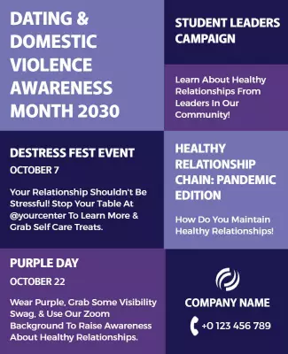 Bold Purple Awareness Campaign for Healthy Relationships Poster Template