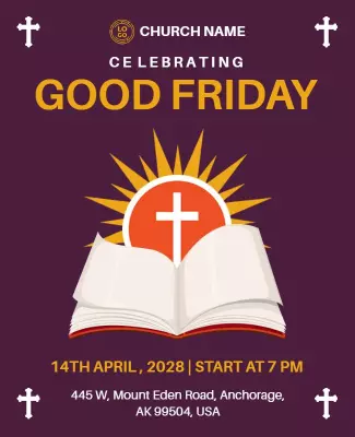 Bold Purple Good Friday Church Celebration Poster Template