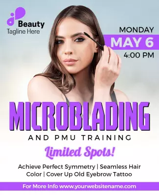 Bold Purple Microblading and PMU Training Event Poster Template