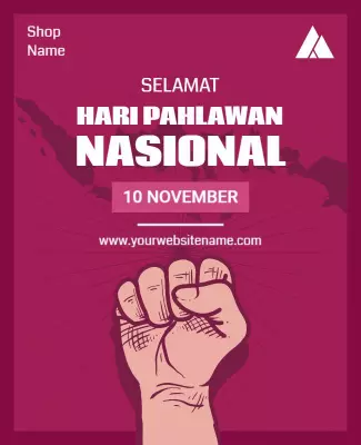 Bold Purple National Heroes Day Celebration Poster Template